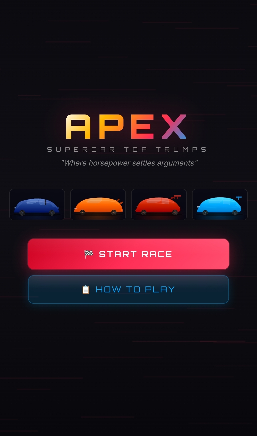 Apex Super Cars Top Trumps