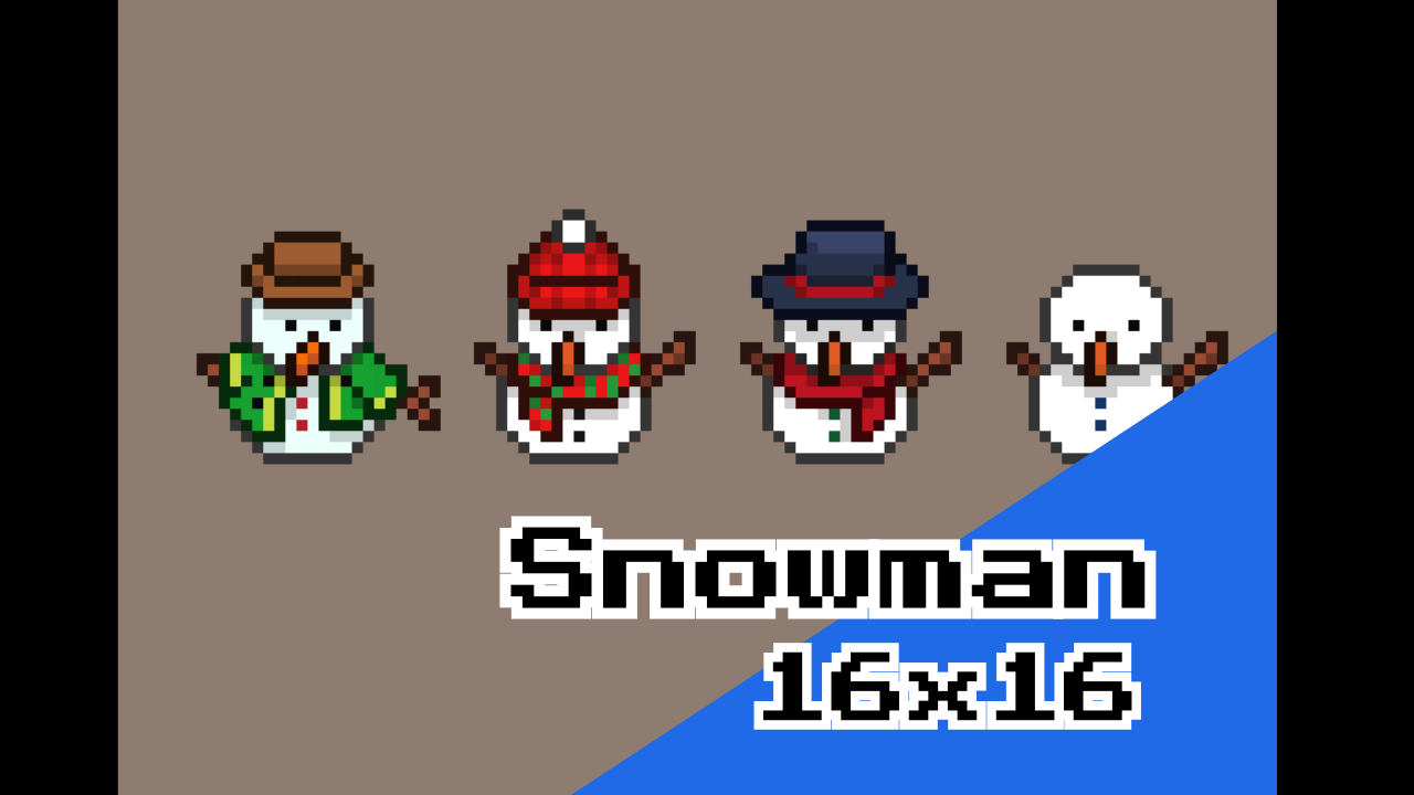 Snowman Pixel Pack – 16×16 Winter Characters