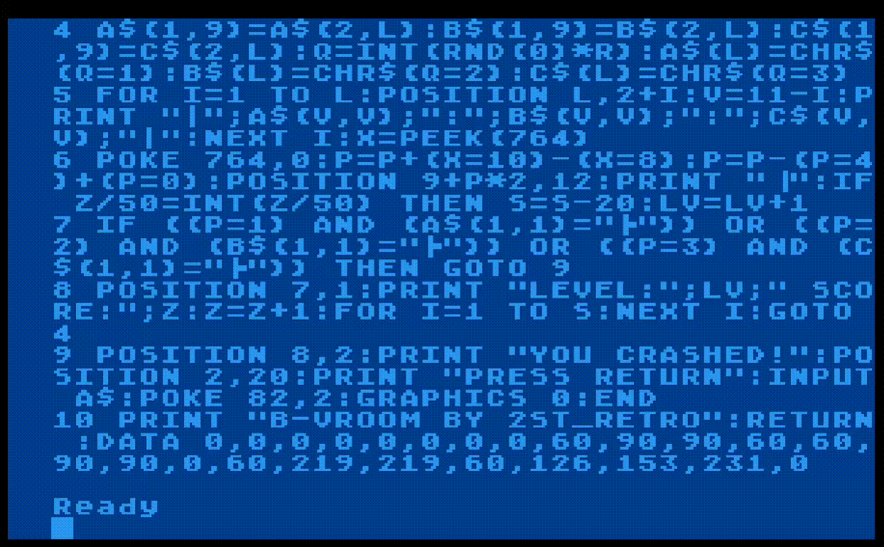 B-Vroom (Atari 8-Bit) by 2ST_RETRO