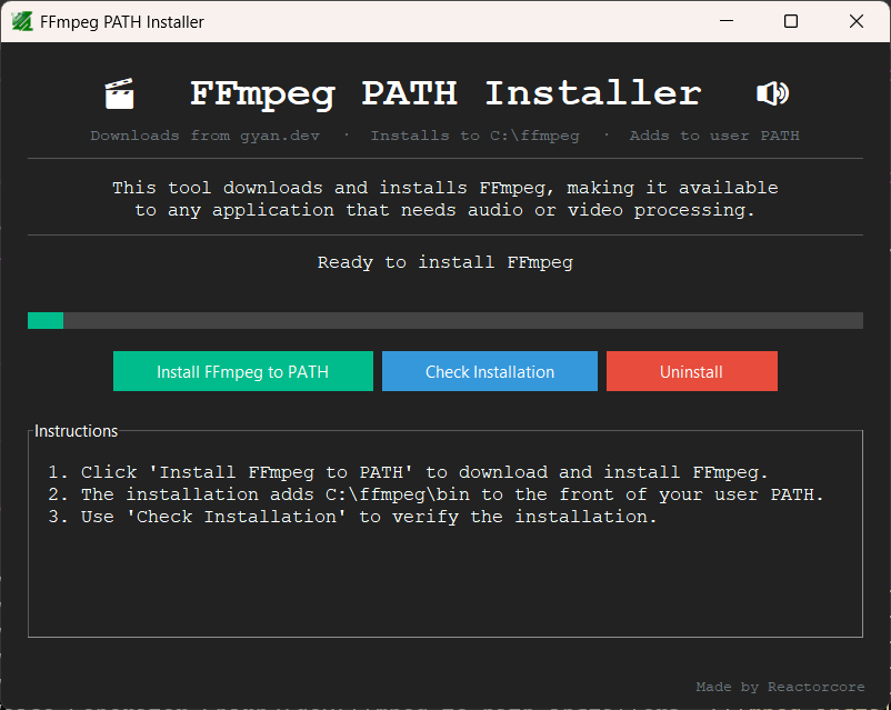 FFmpeg to PATH Installer