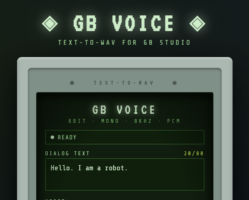 Cover image for Robot Text-To-WAV for GB Studio + WAV converter
