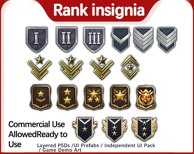 18 military rank insignias by ZH.TAN
