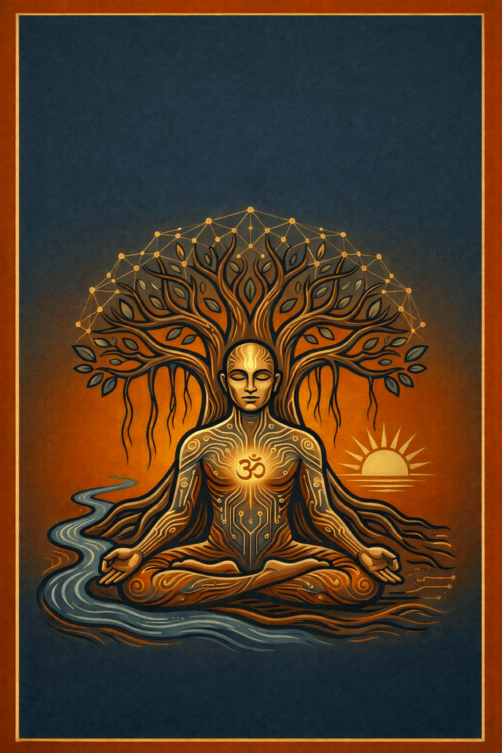 Cover image for THE LIVING VEDA: A Complete Journey Through Ancient India's Sacred Wisdom