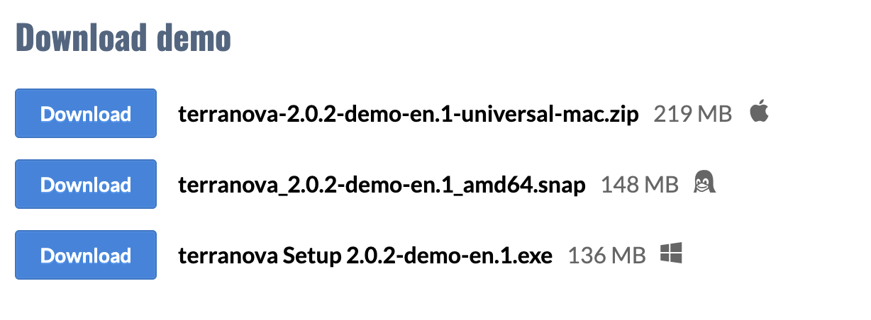 Screenshot of how to download a demo.