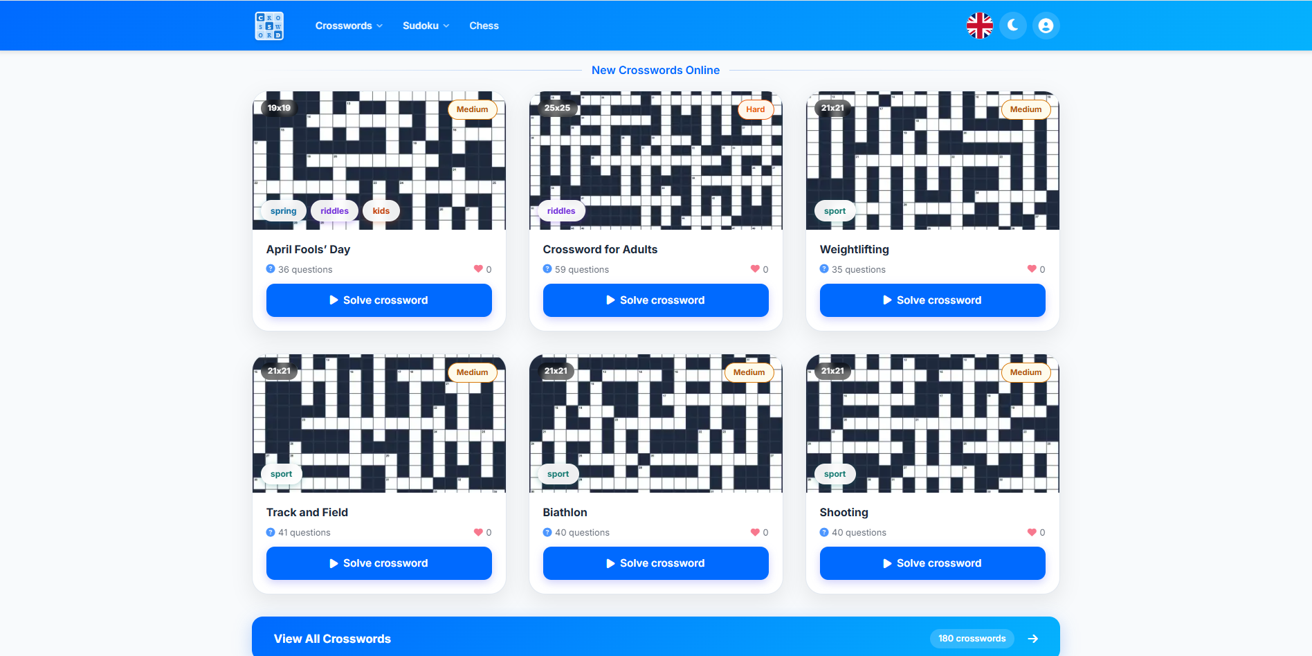Crossword.by — Free Multilingual Crosswords and sudoku