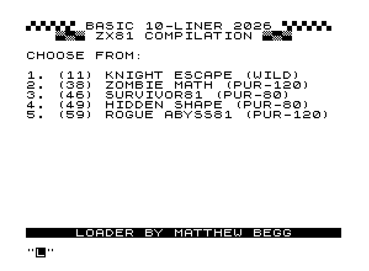Compilation Tape 2026 (Sinclair ZX81) by Matthew Begg