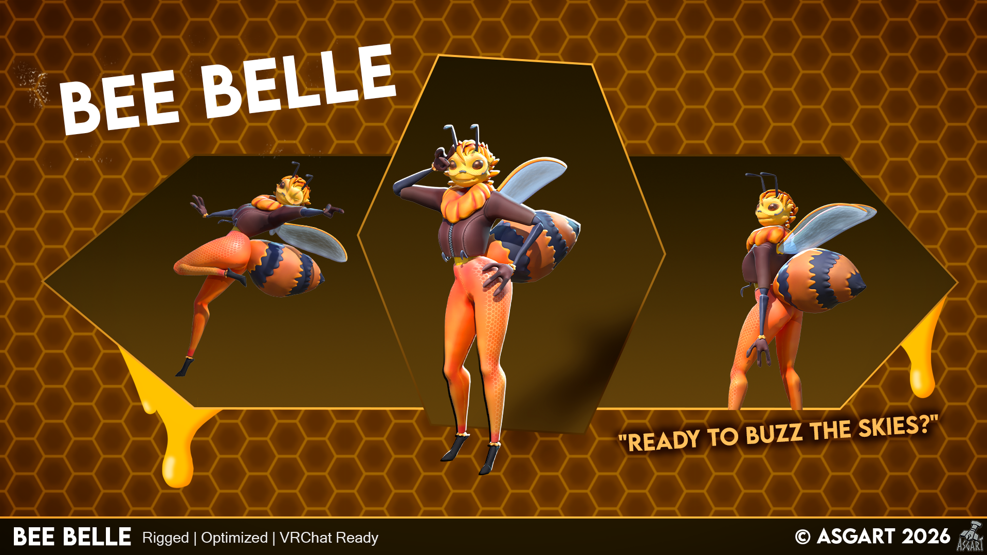 🐝 Bee Belle | 3D Character | VRChat Ready