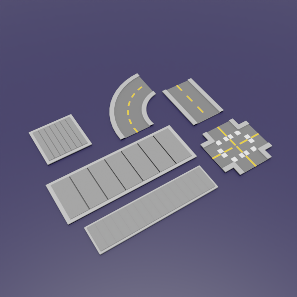 Free Low Poly 3D Road Pack Tiles – Modular Streets, Curves ...