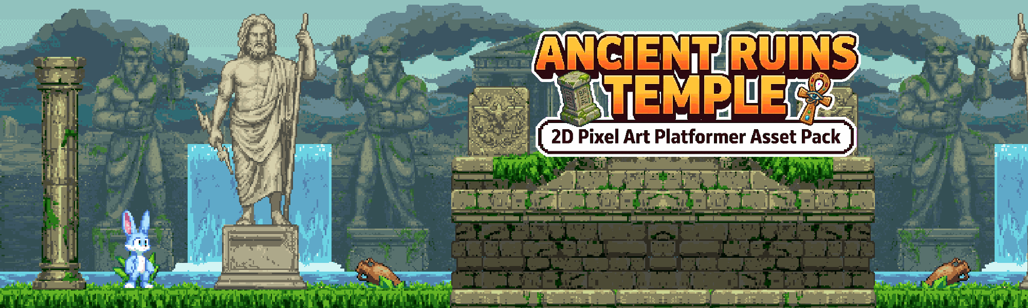 Ancient Ruins Temple – 2D Pixel Art Platformer Asset Pack by Pozac
