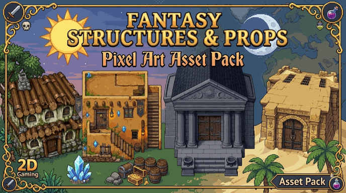 Fantasy Structures & Props - Pixel Art Asset Pack by Seveneves.ai