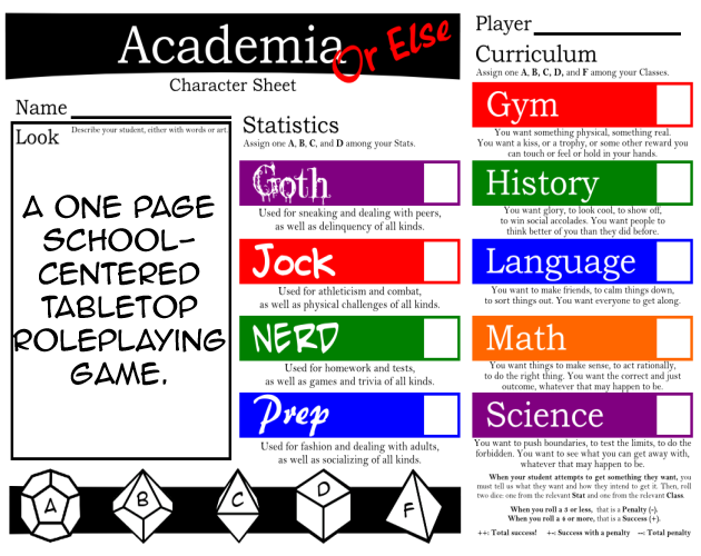 Cover image for Academia Or Else - A One Page RPG