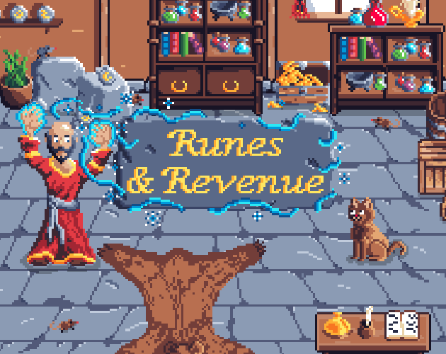 Cover image for Runes & Revenue - Cozy Pixel Magic Shop Demo (Free)