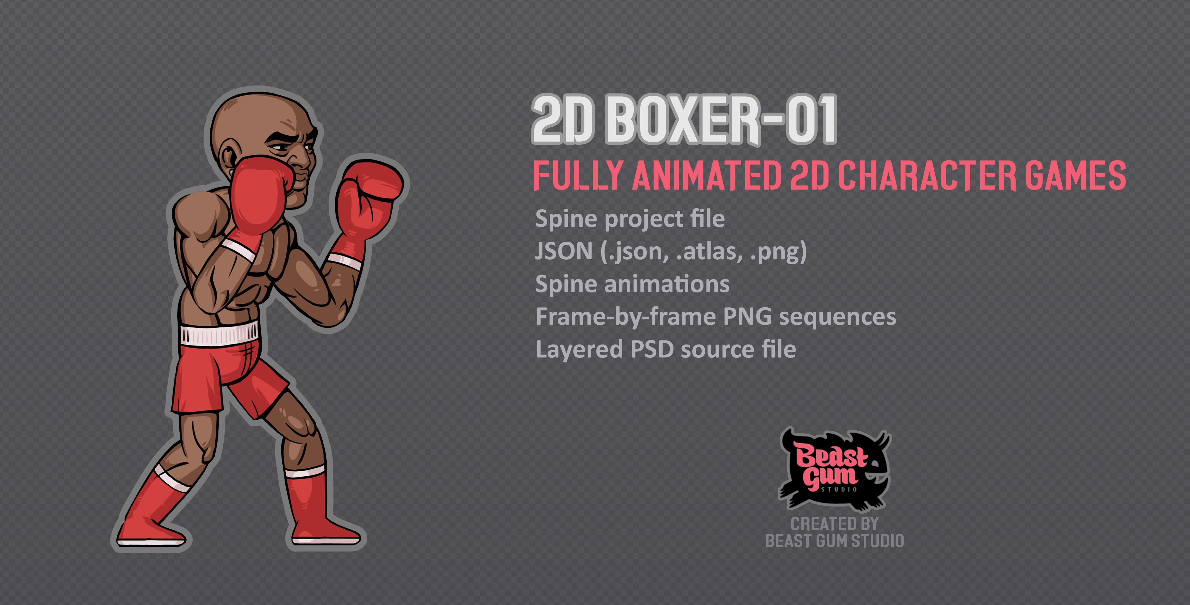 2D Boxer-01  Spine Animated Character
