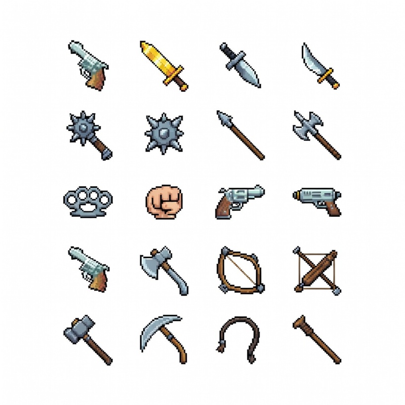 496 Medieval Fantasy Pixel Art Weapons – Free/Commercial RPG Icon Pack ...
