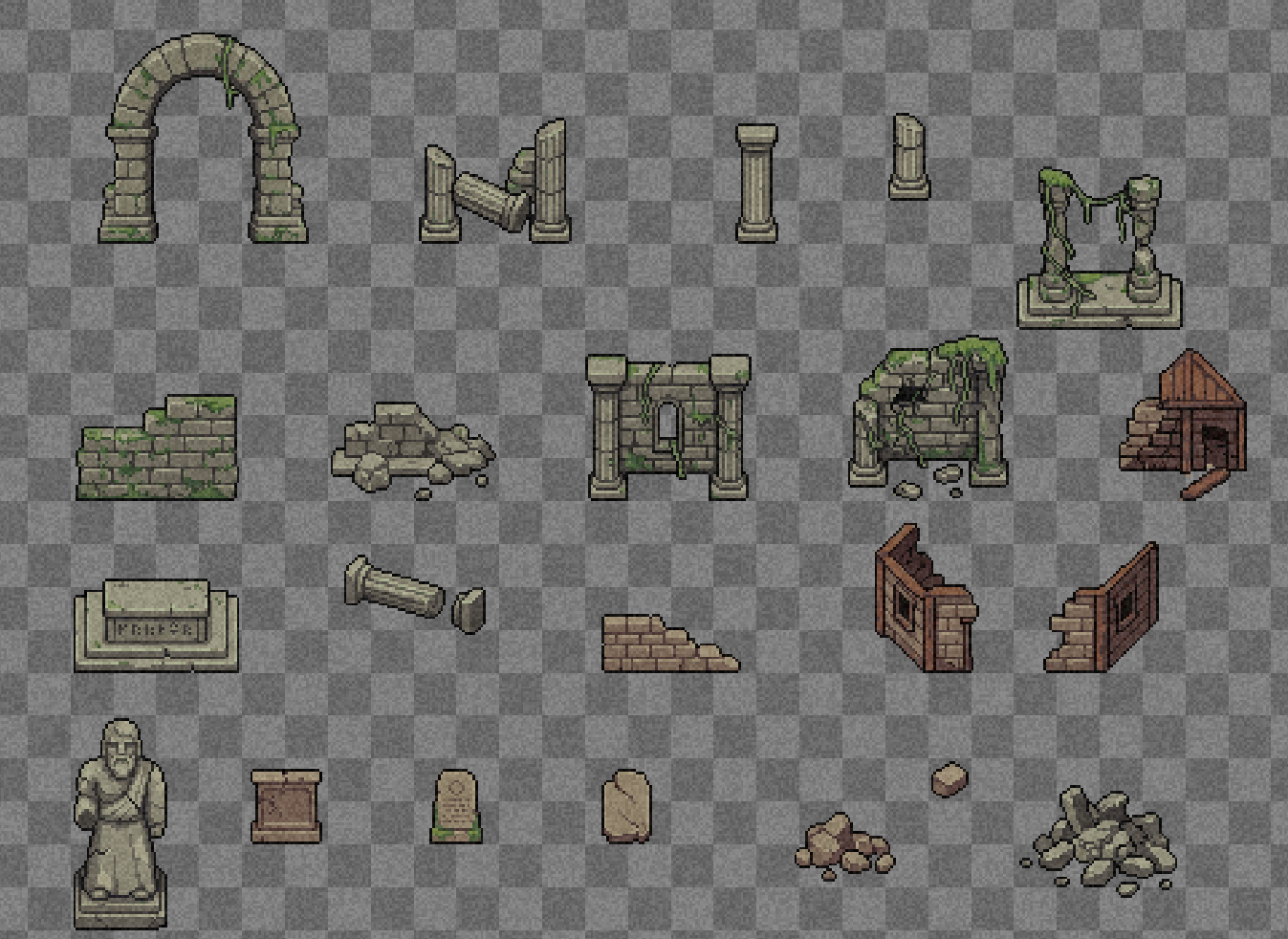Forgotten Forest Ruins – Pixel Art Asset Pack by MutterPixel Studio