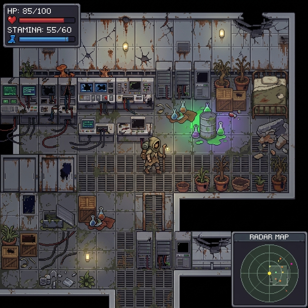 Abandoned Nuclear Bunker Pixel Art Tileset by Cute SCKR