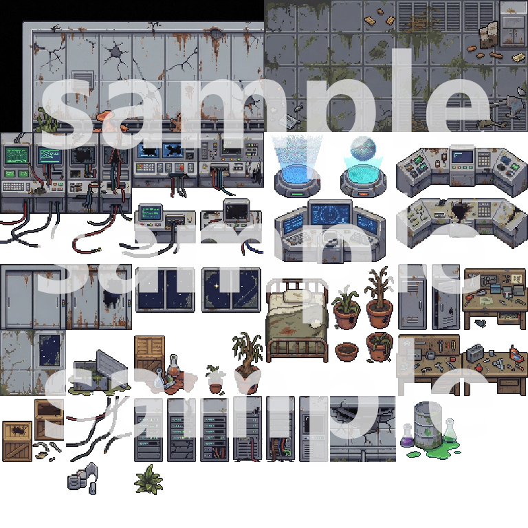 Abandoned Nuclear Bunker Pixel Art Tileset by Cute SCKR