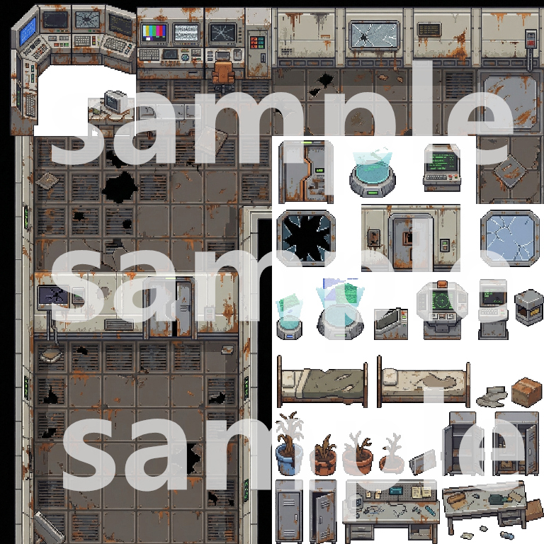 Abandoned Nuclear Bunker Pixel Art Tileset by Cute SCKR