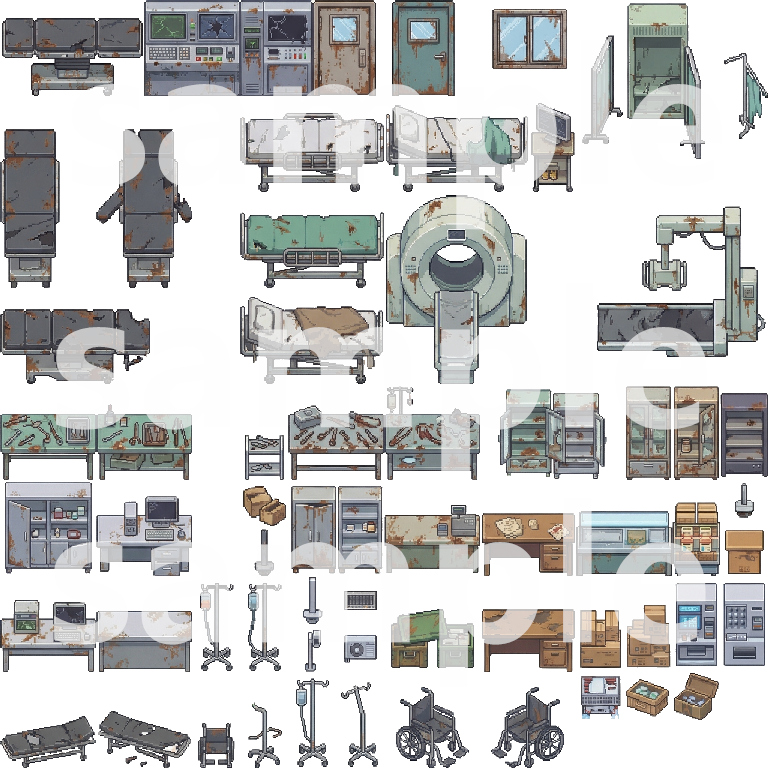 Abandoned Nuclear Bunker Pixel Art Tileset by Cute SCKR