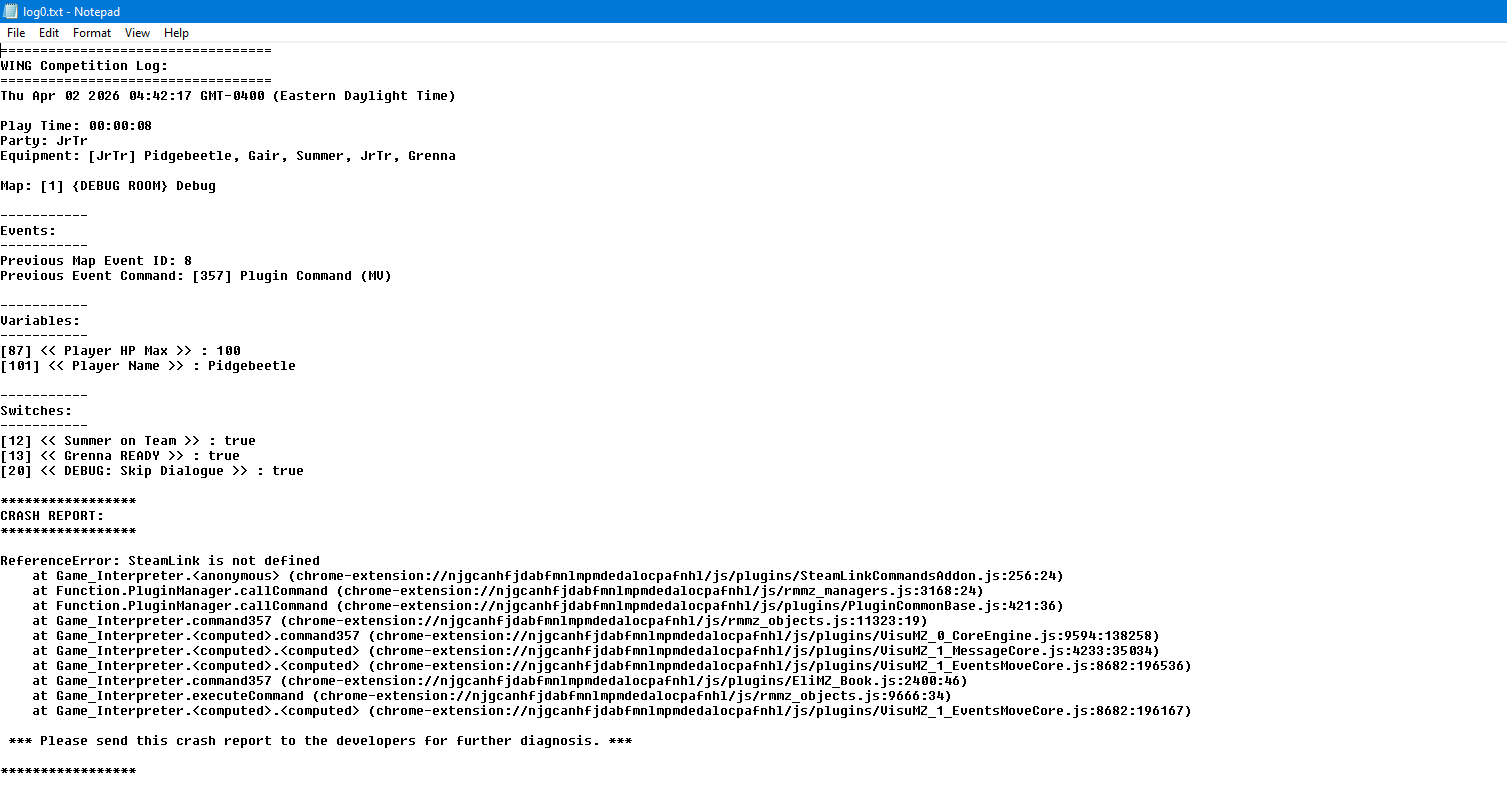 Version 1.2: Event Info & Sheets Connection - Debug Log File Plugin for ...