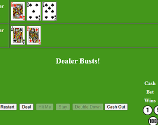 Blackjack game screenshot