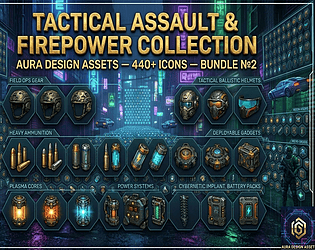 Cyberpunk Tactical: Assault & Firepower Bundle — 440+ Icons game screenshot