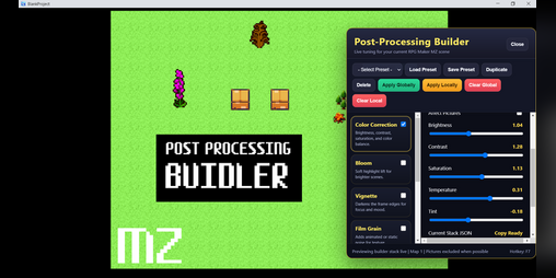Cover image for Post Processing Builder RPG Maker MZ Plugin