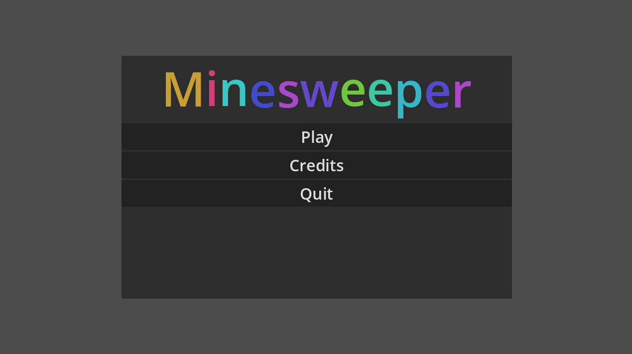 The main menu of the game