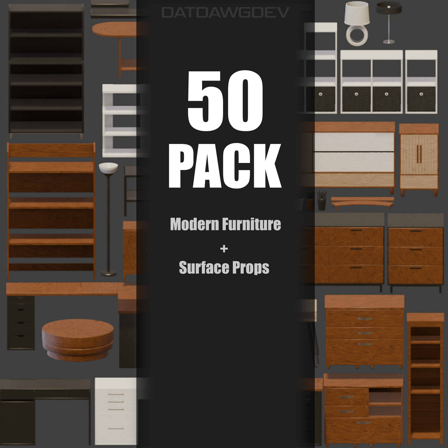 High-Poly Modern Furniture Pack [ Set of 50 ] by DatDawgDev