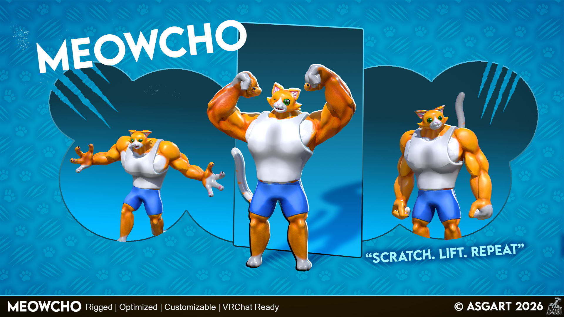 💪🐱Meowcho | 3D Character | VRChat Ready💥