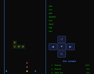 Wordris game screenshot