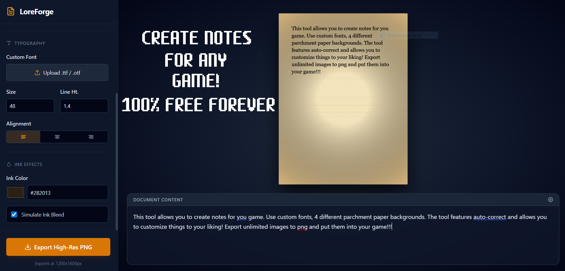 LoreForge - Note Creation Tool