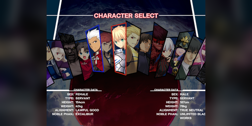Fate Stay Night - Character Select by Zekiel