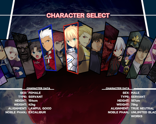 Fate Stay Night - Character Select by Zekiel