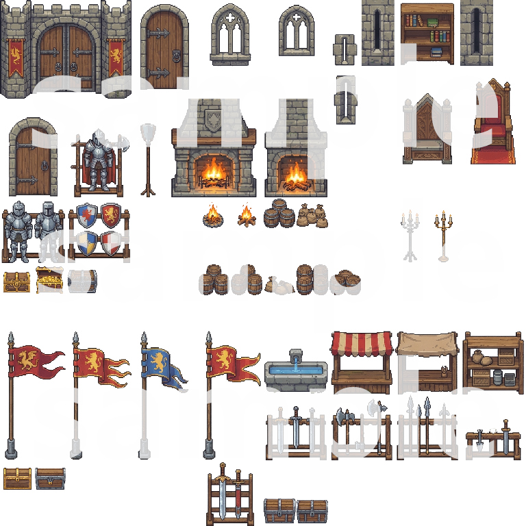 Medieval Castle Fantasy - Pixel Art Tileset by Cute SCKR