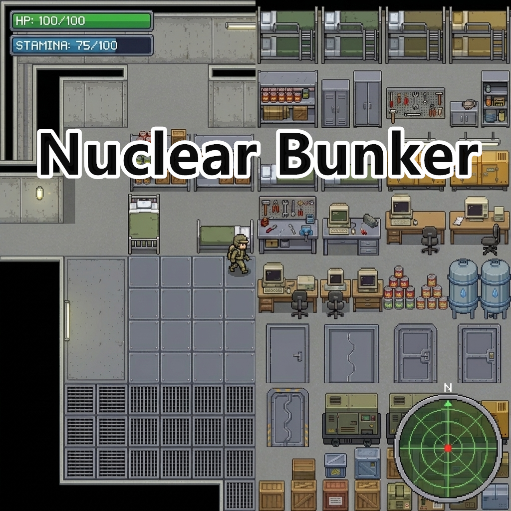 Nuclear Bunker Interior Pixel Art Tileset by Cute SCKR