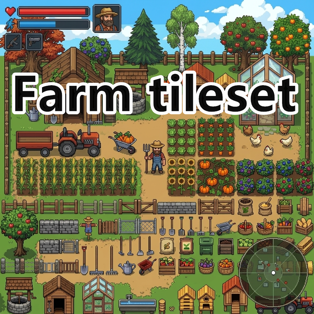 Farm Tileset - Pixel Art Farming Game Assets by Cute SCKR
