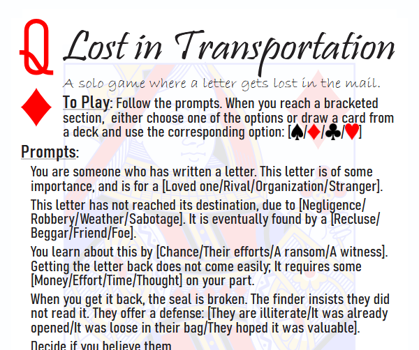 Portada de Lost in Transportation (a 52/52/52 Game)