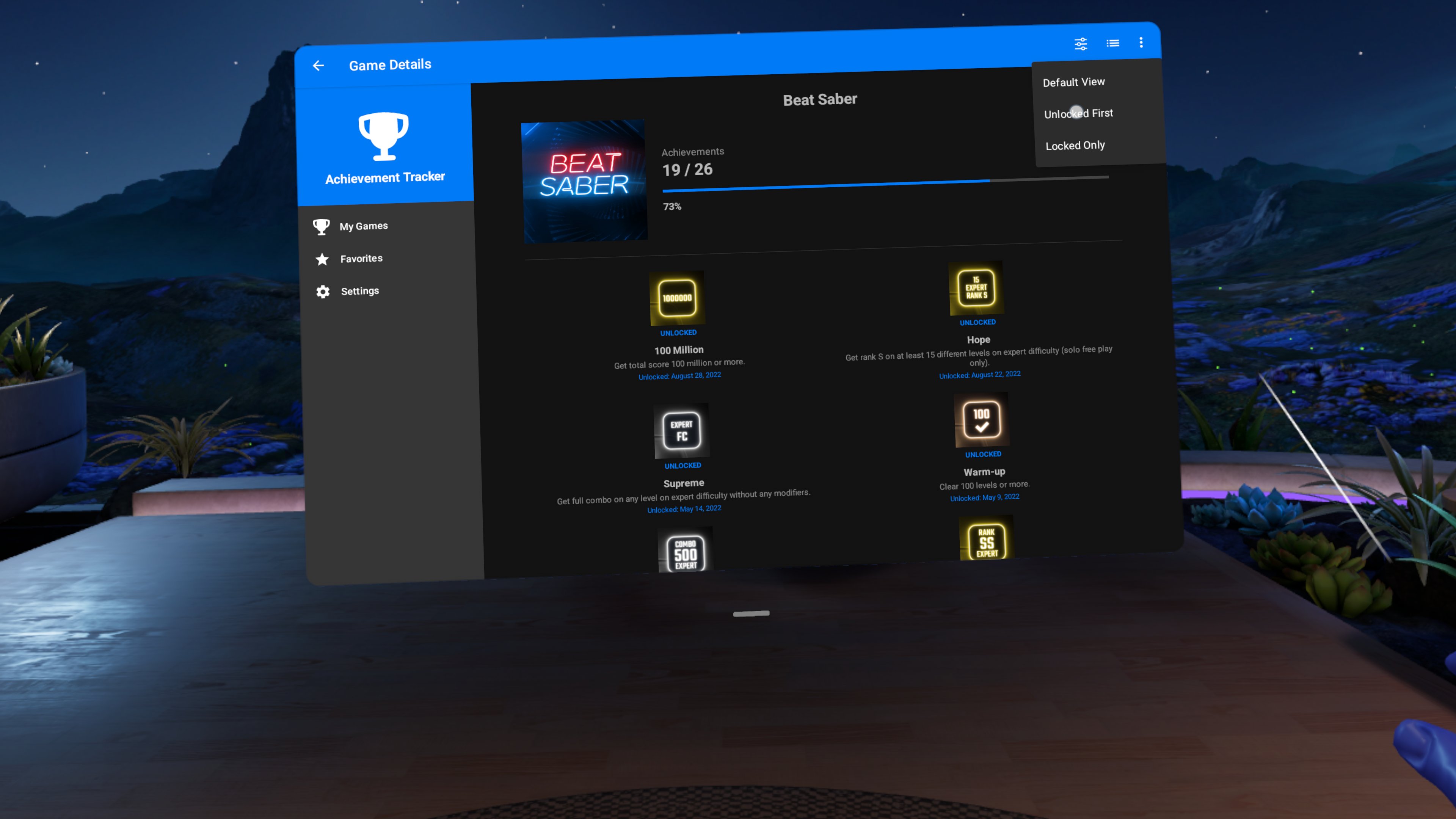 Achievement Tracking VR by Andromeda