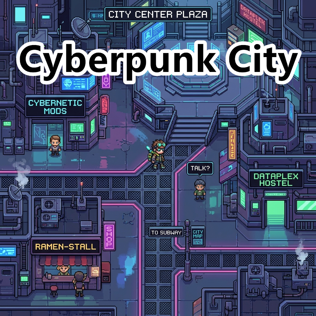 Cyberpunk City Tileset - Pixel Art Asset Pack by Cute SCKR
