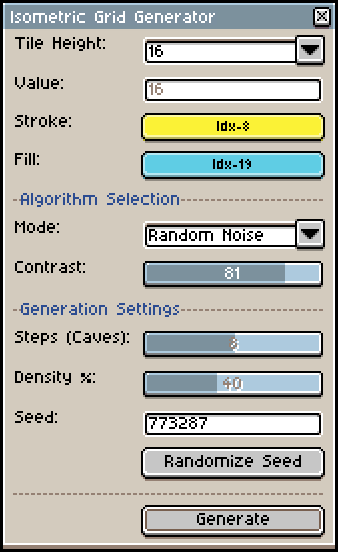 Isometric Grid Generator script for ASEPRITE