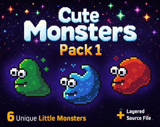 Cute Monsters Pack #1 | 60% Off - Cute Monsters Asset Pack by Volky ...