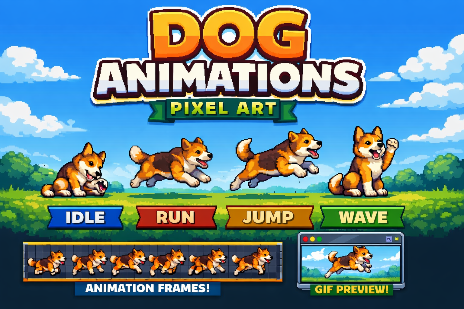 Dog animations pixel art by Shawn.Yao