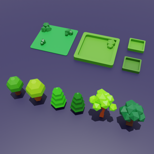 Low Poly Nature Forest Pack – Trees, Bushes & Terrain Tiles (FBX, OBJ ...