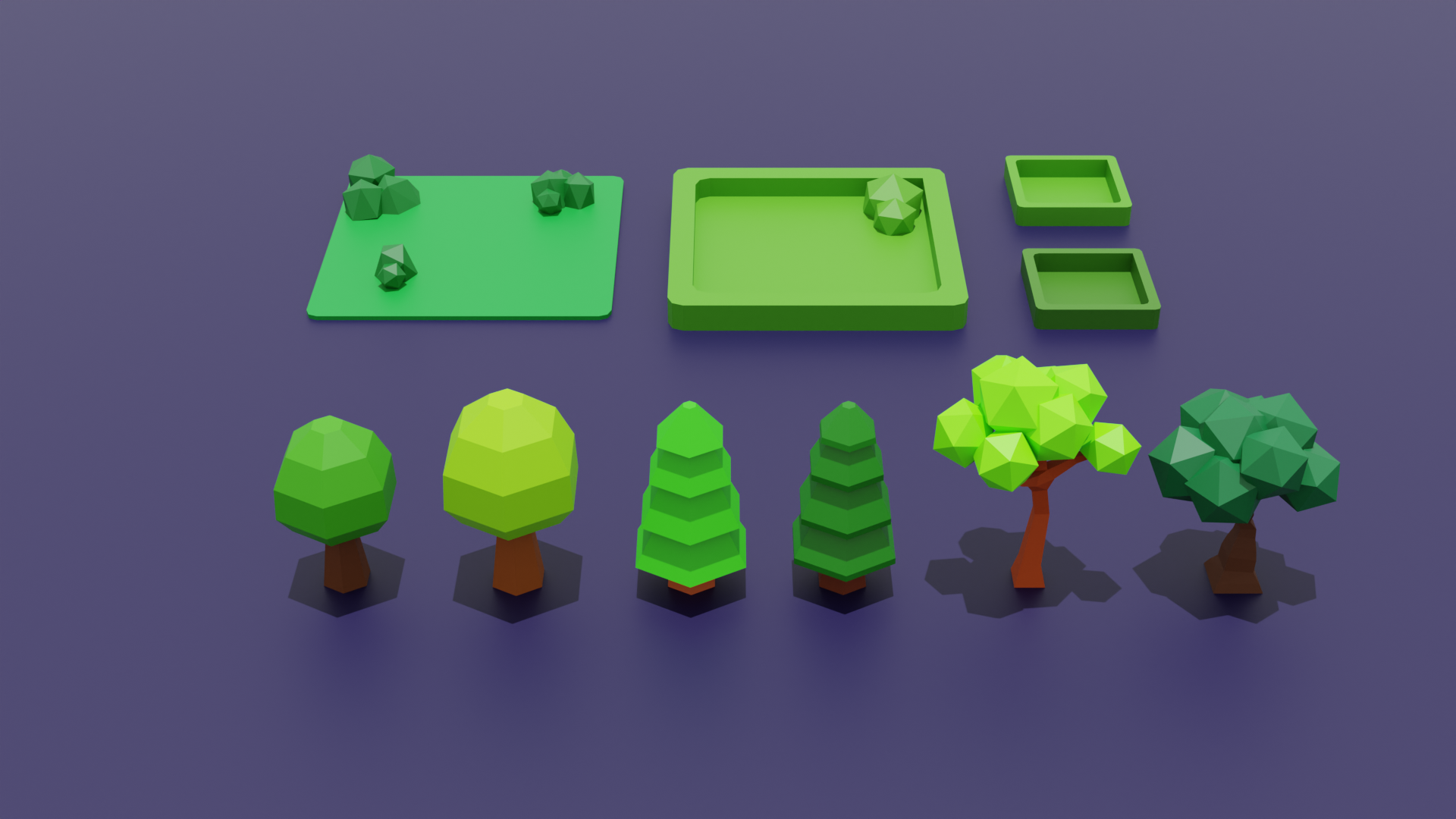 Low Poly Nature Forest Pack – Trees, Bushes & Terrain Tiles (FBX, OBJ ...