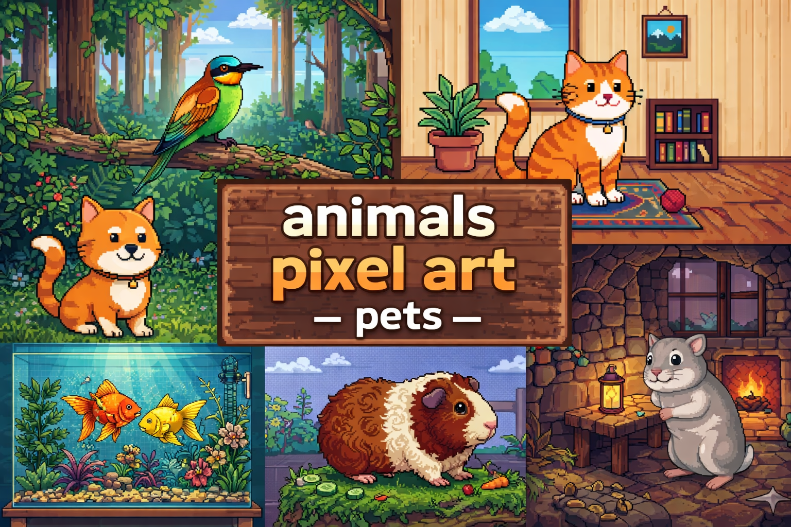 Animals pixel art - pets by Shawn.Yao