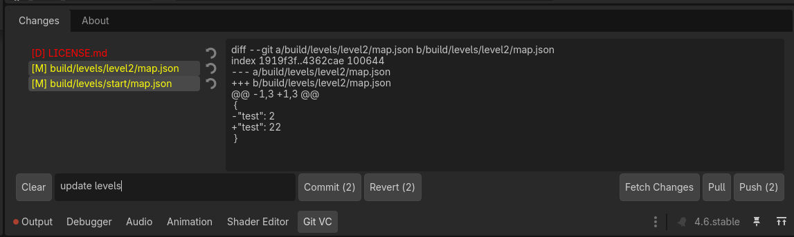 Godot git version control addon