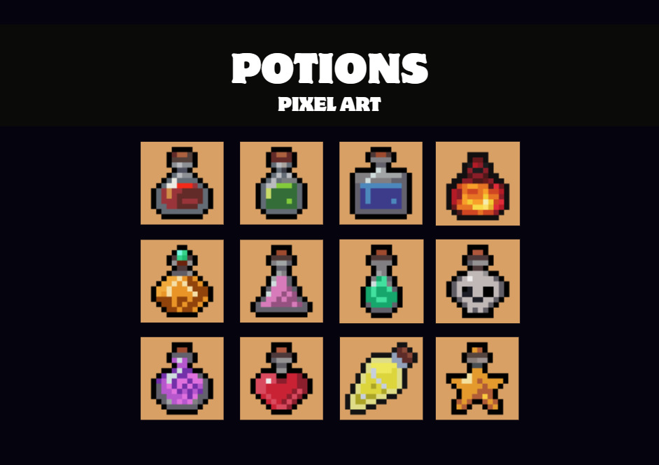 Rpg Potions Icons Pixel Art 16x16 by Pixel-Banner
