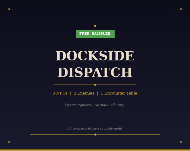 Cover image for Dockside Dispatch: A Free TTRPG Sampler