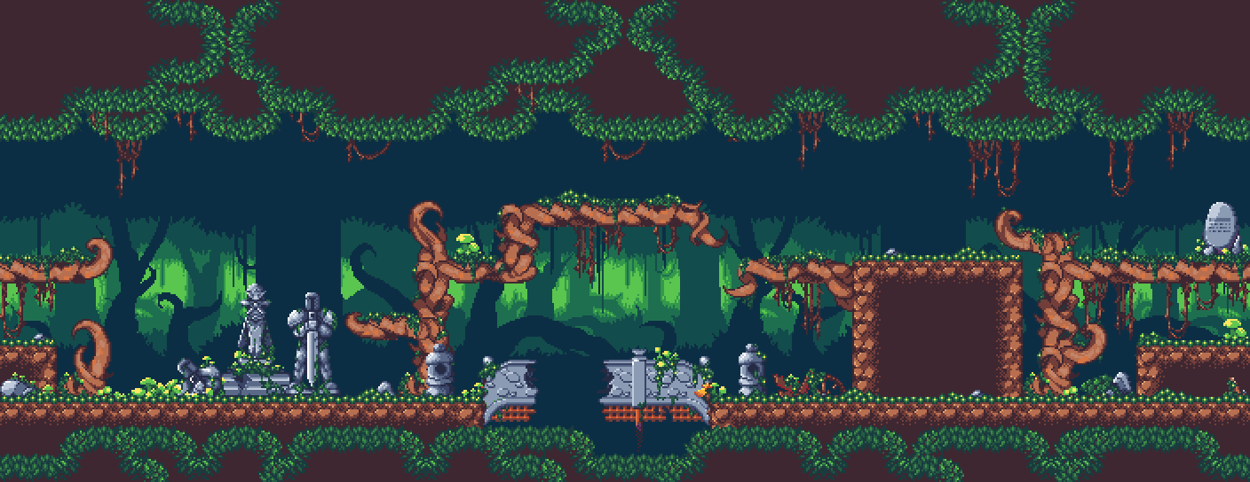 Dim Forest - Side scroller Tileset